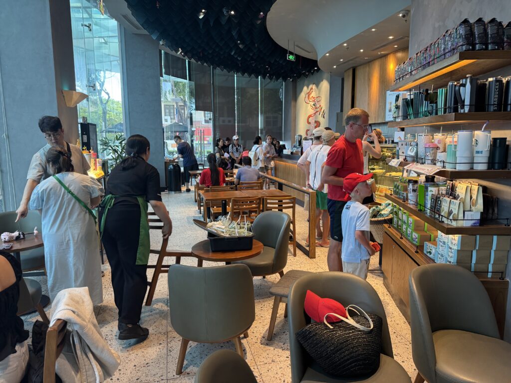 Crowded interior at Starbucks Nha Trang Center