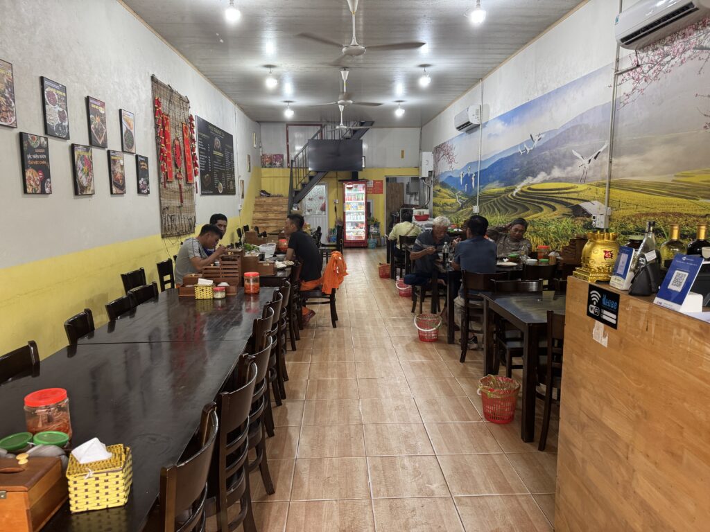 Interior of Pho Trau Bat Da restaurant in Hung Yen, Vietnam.