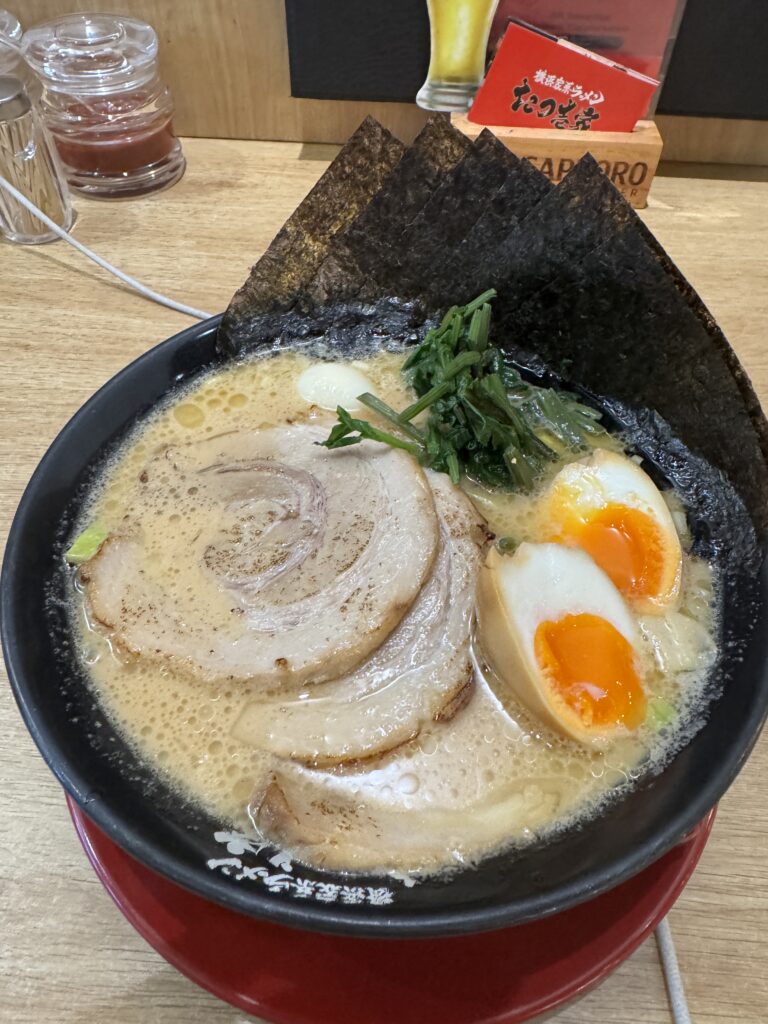 Rich Iekei ramen with chashu, spinach, egg and nori at Tatsuichiya in Hanoi