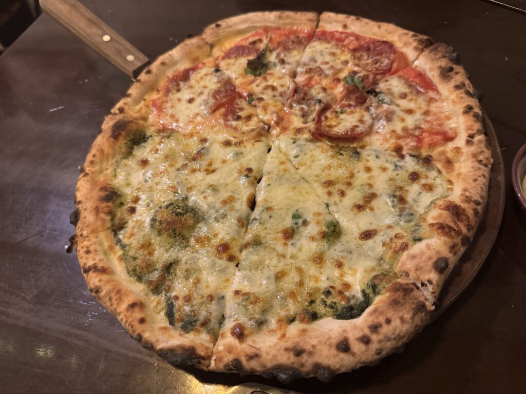 Wood-fired cheese pizza at Domenica Napoli Pizza in Hanoi