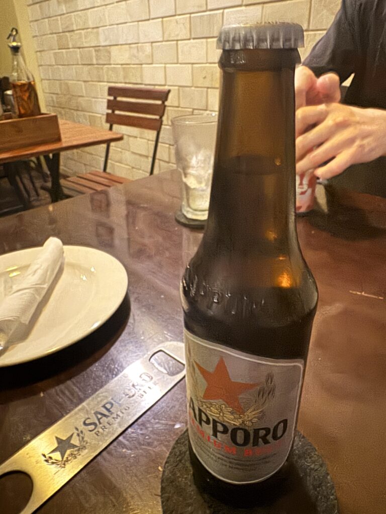 Sapporo beer served at Domenica Napoli Pizza in Hanoi